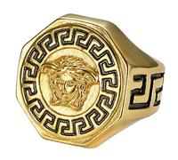 KUTCEK Anillo de mitología griega para hombre, acero de titanio, hip hop, punk, regalo para él, estilo vintage, retrato urbano, 9, Acero inoxidable