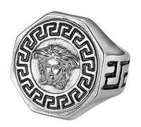KUTCEK Anillo de mitología griega para hombre, acero de titanio, hip hop, punk, regalo para él, estilo vintage, retrato urbano, 7, Acero inoxidable