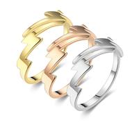 KUTCEK Anillo de relámpago de acero inoxidable para mujer, joyería minimalista para parejas, juego de regalo para ella, 7, acero de titanio