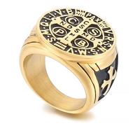 KUTCEK Anillo de runa vintage vikinga, acero de titanio negro, medieval, único, símbolo de cruz nórdica, anillo de regalo para hombre, 10, acero de titanio