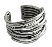 KUTCEK Anillo envolvente vintage de plata 925 para mujer, banda ajustable multicapa, bohemio, apilable, regalo para ella, Adjustable, Plata