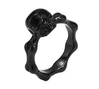 KUTCEK Anillo gótico de acero de titanio con calavera de motocicleta para hombre, regalo de joyería vintage punk oscuro para motociclista, 12, acero de titanio