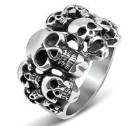 KUTCEK Anillo gótico de acero de titanio para hombre, diseño de calavera, vintage, atrevido, punk, anillo de dedo para hombre, hip hop, motociclista, rock, regalo, acero de titanio