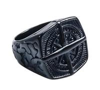 KUTCEK Anillo hipoalergénico de acero de titanio con brújula vintage para hombre, estilo retro, gótico, unisex, regalo de joyería, 12, acero de titanio