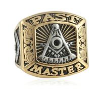KUTCEK Anillo masón de acero de titanio vintage punk para hombre, estilo retro, banda masónica, accesorio único para él, 10