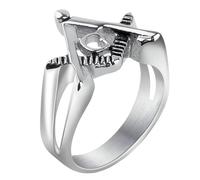 KUTCEK Anillo masónico para hombre, acero inoxidable, joyería vintage, accesorio de la sociedad secreta, regalo vintage para él, 8, Acero inoxidable
