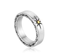KUTCEK Anillo minimalista de acero de titanio inspirado en samuráis vintage para hombre, diseño de sol, regalo de joyería de dedo, 7, acero de titanio