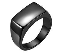 KUTCEK Anillo rectangular minimalista de acero inoxidable, estilo hip hop, acabado suave, para hombre, joyería de moda urbana, regalo para él, 7, acero de titanio