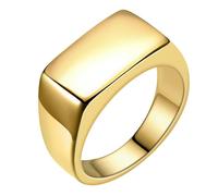 KUTCEK Anillo rectangular minimalista de acero inoxidable, estilo hip hop, acabado suave, para hombre, joyería de moda urbana, regalo para él, 10, acero de titanio