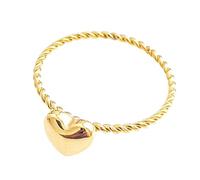 KUTCEK Anillo trenzado de acero inoxidable con forma de corazón, símbolo de amor, minimalista, anillo trenzado, regalo para mujer, 9, acero de titanio