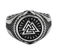 KUTCEK Anillo triangular de runa vikinga, joyería de acero inoxidable, símbolo nórdico, anillo para hombre, accesorio geométrico nórdico, regalo para él, 12, Acero inoxidable