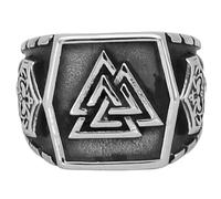 KUTCEK Anillo vikingo de acero inoxidable con símbolo de Odín nórdico, joyería de guerrero noruego, regalo para hombres, 12, Acero inoxidable