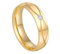 KUTCEK Anillos de pareja chapados en oro de 18 quilates con circonita moderna a juego, romántica boda para él y ella. Juego de regalo, Men's Size-12, Acero inoxidable