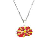 KUTCEK Collar con colgante de acero inoxidable con la bandera del mapa de Macedonia del Norte, esmaltado, para viajes, unisex, para hombres y mujeres, Acero inoxidable