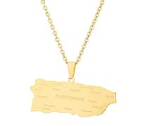 KUTCEK Collar con colgante de acero inoxidable con letra de Puerto Rico y ciudades, regalo unisex para parejas, Acero inoxidable