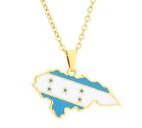 KUTCEK Collar con colgante de bandera de mapa de Honduras de acero inoxidable para viajes, regalo para parejas, contorno grabado, unisex, para hombres y mujeres, 50 cm, Acero inoxidable