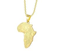 KUTCEK Collar con colgante de continente africano para hombre, estilo urbano, acero de titanio, diseño de mapa atrevido, joyería de hip hop, regalo, Acero inoxidable