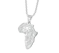 KUTCEK Collar con colgante de continente africano para hombre, estilo urbano, acero de titanio, diseño de mapa atrevido, joyería de hip hop, regalo, Acero inoxidable