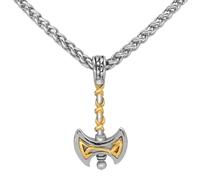 KUTCEK Collar con colgante de hacha de batalla de doble cara de acero de titanio, estilo vikingo, vintage, para hombres de moda, 60 cm, Acero inoxidable