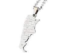 KUTCEK Collar con colgante de mapa de Argentina de acero inoxidable recubierto de resina geométrica bandera nacional, joyería unisex para regalo para parejas, Acero inoxidable