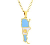 KUTCEK Collar con colgante de mapa de Argentina de acero inoxidable recubierto de resina geométrica bandera nacional, joyería unisex para regalo para parejas, Acero inoxidable