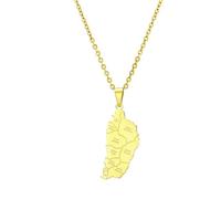 KUTCEK Collar con colgante de mapa de Dominica de acero inoxidable para viajes, regalo para parejas, unisex, para hombres y mujeres, Acero inoxidable