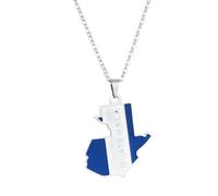 KUTCEK Collar con colgante de mapa de Guatemala esmaltado de acero inoxidable vintage, regalo de recuerdo de viaje para hombres y mujeres, Acero inoxidable