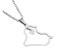 KUTCEK Collar con colgante de mapa de Irak esmaltado de acero de titanio para parejas, joyería bohemia de historia antigua, regalo para mujeres y hombres, Acero inoxidable