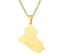 KUTCEK Collar con colgante de mapa de Irak esmaltado de acero de titanio para parejas, joyería bohemia de historia antigua, regalo para mujeres y hombres, Acero inoxidable