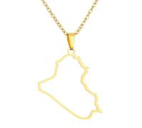 KUTCEK Collar con colgante de mapa de Irak esmaltado de acero de titanio para parejas, joyería bohemia de historia antigua, regalo para mujeres y hombres, Acero inoxidable