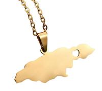 KUTCEK Collar con colgante de mapa de Jamaica de acero inoxidable, con revestimiento de resina, unisex, cadena de regalo étnico para uso diario, Acero inoxidable