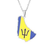 KUTCEK Collar con colgante de mapa de la isla de Barbados de acero inoxidable minimalista para parejas, regalo de recuerdo de viaje para mujeres y hombres, Acero inoxidable