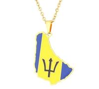 KUTCEK Collar con colgante de mapa de la isla de Barbados de acero inoxidable minimalista para parejas, regalo de recuerdo de viaje para mujeres y hombres, Acero inoxidable