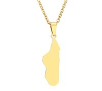 KUTCEK Collar con colgante de mapa de Madagascar de acero inoxidable pulido, joyería geométrica étnica, regalo unisex, Acero inoxidable
