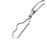 KUTCEK Collar con colgante de mapa de Madagascar de acero inoxidable pulido, joyería geométrica étnica, regalo unisex, Acero inoxidable