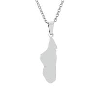 KUTCEK Collar con colgante de mapa de Madagascar de acero inoxidable pulido, joyería geométrica étnica, regalo unisex, Acero inoxidable