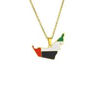 KUTCEK Collar con colgante esmaltado de bandera de mapa de los EAU, de acero inoxidable, regalo de recuerdo, colorido, arte, parejas, amigos, Acero inoxidable