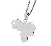 KUTCEK Collar con colgante geométrico Venezuela de acero inoxidable, estilo étnico, regalo unisex para hombres y mujeres, Acero inoxidable