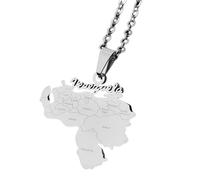 KUTCEK Collar con colgante geométrico Venezuela de acero inoxidable, estilo étnico, regalo unisex para hombres y mujeres, Acero inoxidable