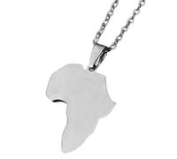 KUTCEK Collar de acero de titanio con mapa de África, acabado pulido con dos tamaños para parejas, joyería cultural a juego, regalo para hombres y mujeres, Acero inoxidable