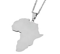 KUTCEK Collar de acero de titanio con mapa de África, acabado pulido con dos tamaños para parejas, joyería cultural a juego, regalo para hombres y mujeres, Acero inoxidable