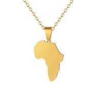 KUTCEK Collar de acero de titanio con mapa de África, acabado pulido con dos tamaños para parejas, joyería cultural a juego, regalo para hombres y mujeres, Acero inoxidable
