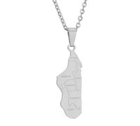 KUTCEK Collar de acero de titanio geométrico de la isla de Madagascar, minimalista, simbólico, aventura, colgante para parejas, regalo para mujeres y hombres, Acero inoxidable