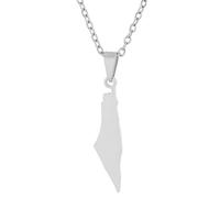 KUTCEK Collar de acero inoxidable calado con mapa de Israel, colgante minimalista para parejas, joyería cultural simbólica, regalo para mujeres y hombres, Acero inoxidable