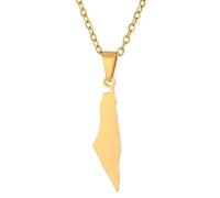 KUTCEK Collar de acero inoxidable calado con mapa de Israel, colgante minimalista para parejas, joyería cultural simbólica, regalo para mujeres y hombres, Acero inoxidable