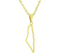 KUTCEK Collar de acero inoxidable calado con mapa de Israel, colgante minimalista para parejas, joyería cultural simbólica, regalo para mujeres y hombres, Acero inoxidable