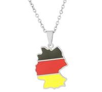 KUTCEK Collar de acero inoxidable con diseño de mapa de Alemania, colgante de bandera alemana, estilo étnico, unisex, para parejas, versátil, joyería de moda, Acero inoxidable