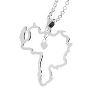 KUTCEK Collar de acero inoxidable con diseño de mapa de Venezuela, diseño geométrico de esquema geométrico, unisex, joyería de regalo, Acero inoxidable