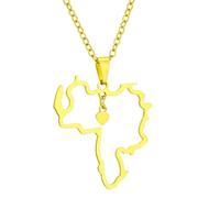KUTCEK Collar de acero inoxidable con diseño de mapa de Venezuela, diseño geométrico de esquema geométrico, unisex, joyería de regalo, Acero inoxidable