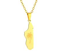 KUTCEK Collar de acero inoxidable con mapa de Madagascar para mujer, cadena de capas bohemia, regalo único africano, joyería delicada, Acero inoxidable